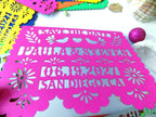 Save the date in papel picado Mexican wedding style with love birds and colorful cardstock