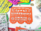 Save the date in papel picado Mexican wedding style with love birds and colorful cardstock