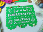 Save the date in papel picado Mexican wedding style with love birds and colorful cardstock