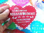 Save the date magnet in papel picado heart design, Mexico save the date on colorful cardstock, Mexico invitation, Fiesta invite