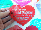 Save the date magnet in papel picado heart design, Mexico save the date on colorful cardstock, Mexico invitation, Fiesta invite