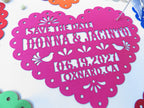 Save the date magnet in papel picado heart design, Mexico save the date on colorful cardstock, Mexico invitation, Fiesta invite