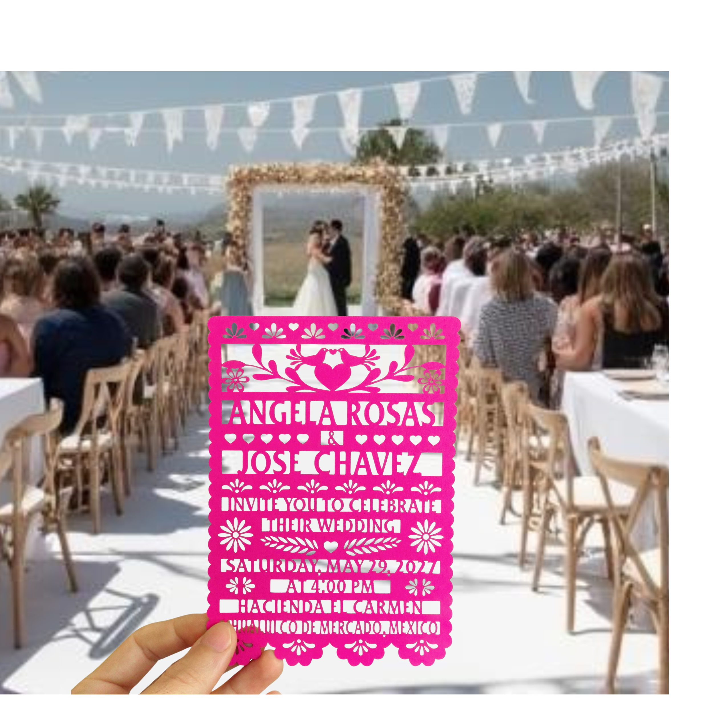 Papel Picado Wedding Invitation: Mexican Fiesta Theme, Mexico Theme