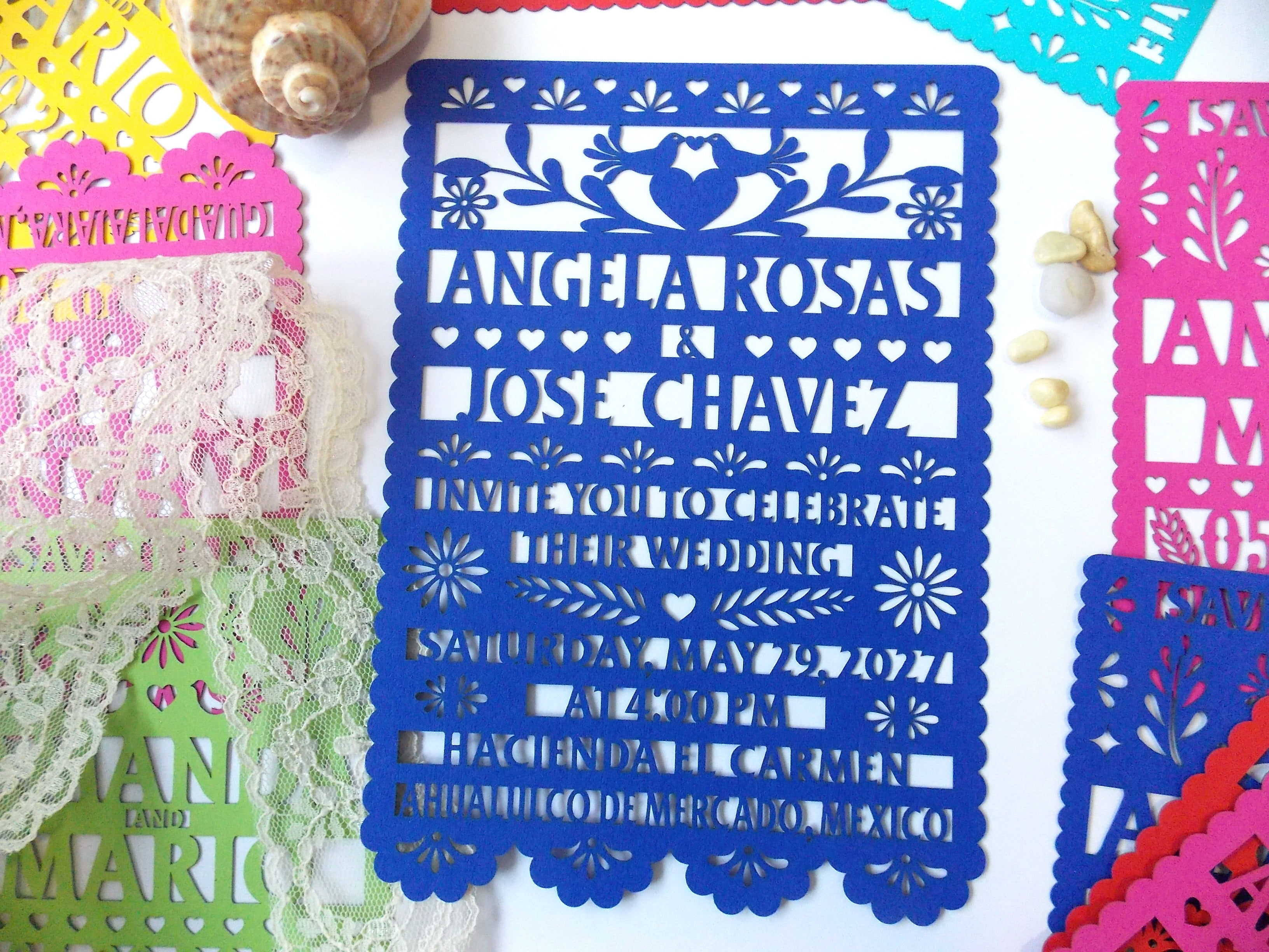 Papel Picado Wedding Invitation: Mexican Fiesta Theme, Mexico Theme