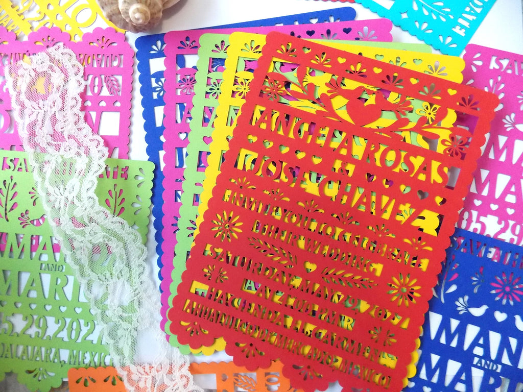 Papel Picado Wedding Invitation: Mexican Fiesta Theme, Mexico Theme