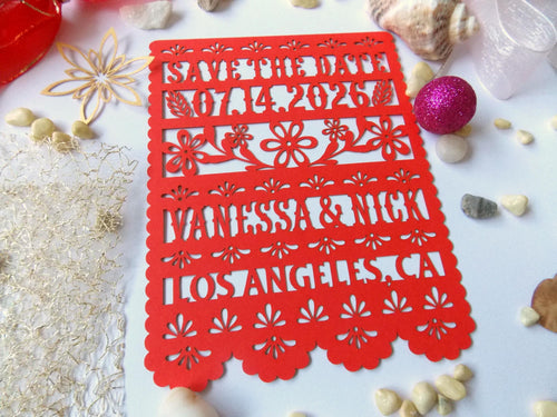 Papel picado save the date in mexican style