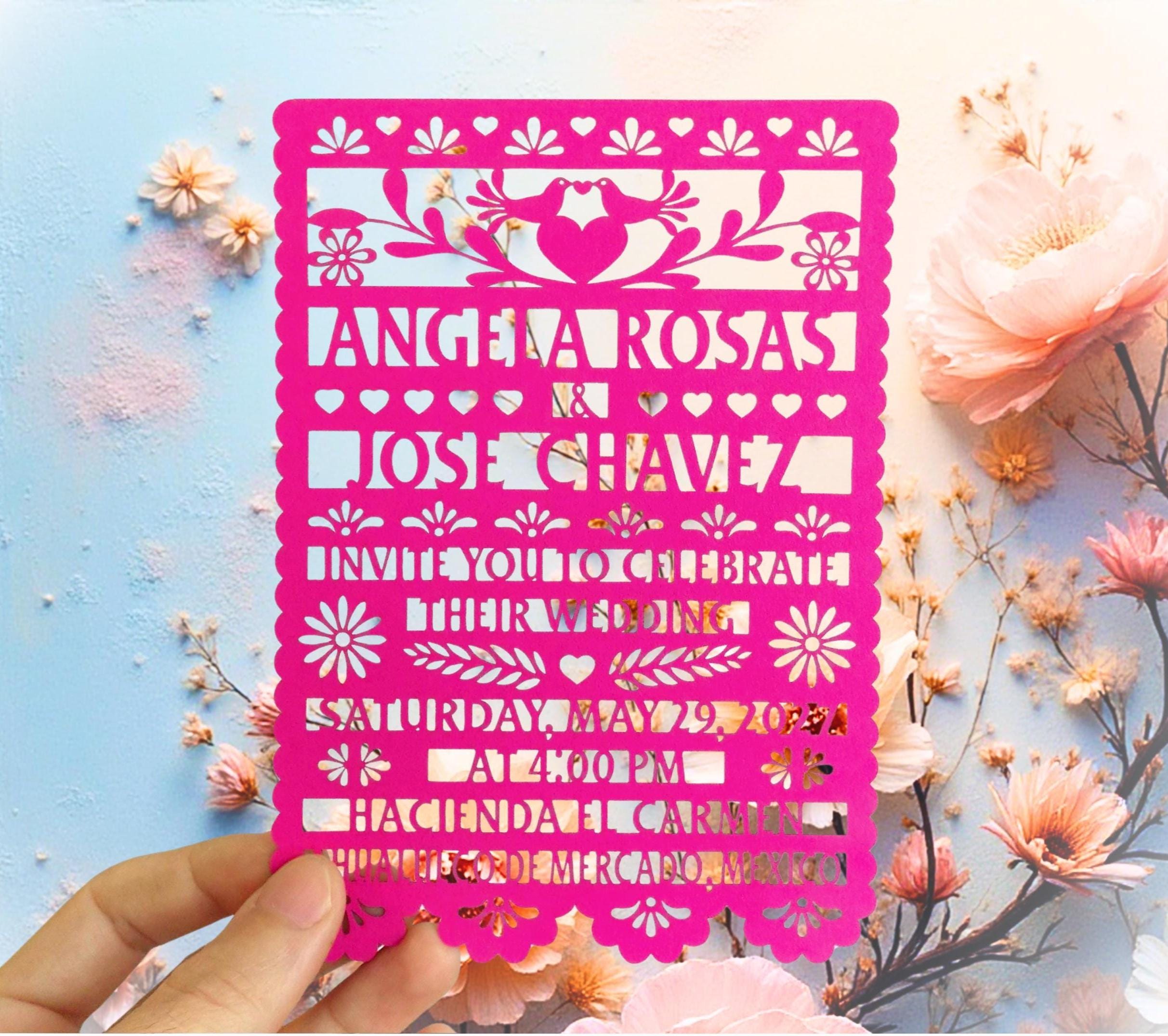 Papel Picado Wedding Invitation: Mexican Fiesta Theme, Mexico Theme
