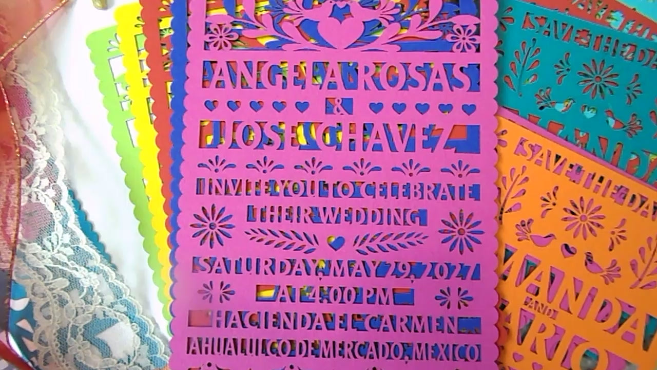 Papel Picado Wedding Invitation: Mexican Fiesta Theme, Mexico Theme